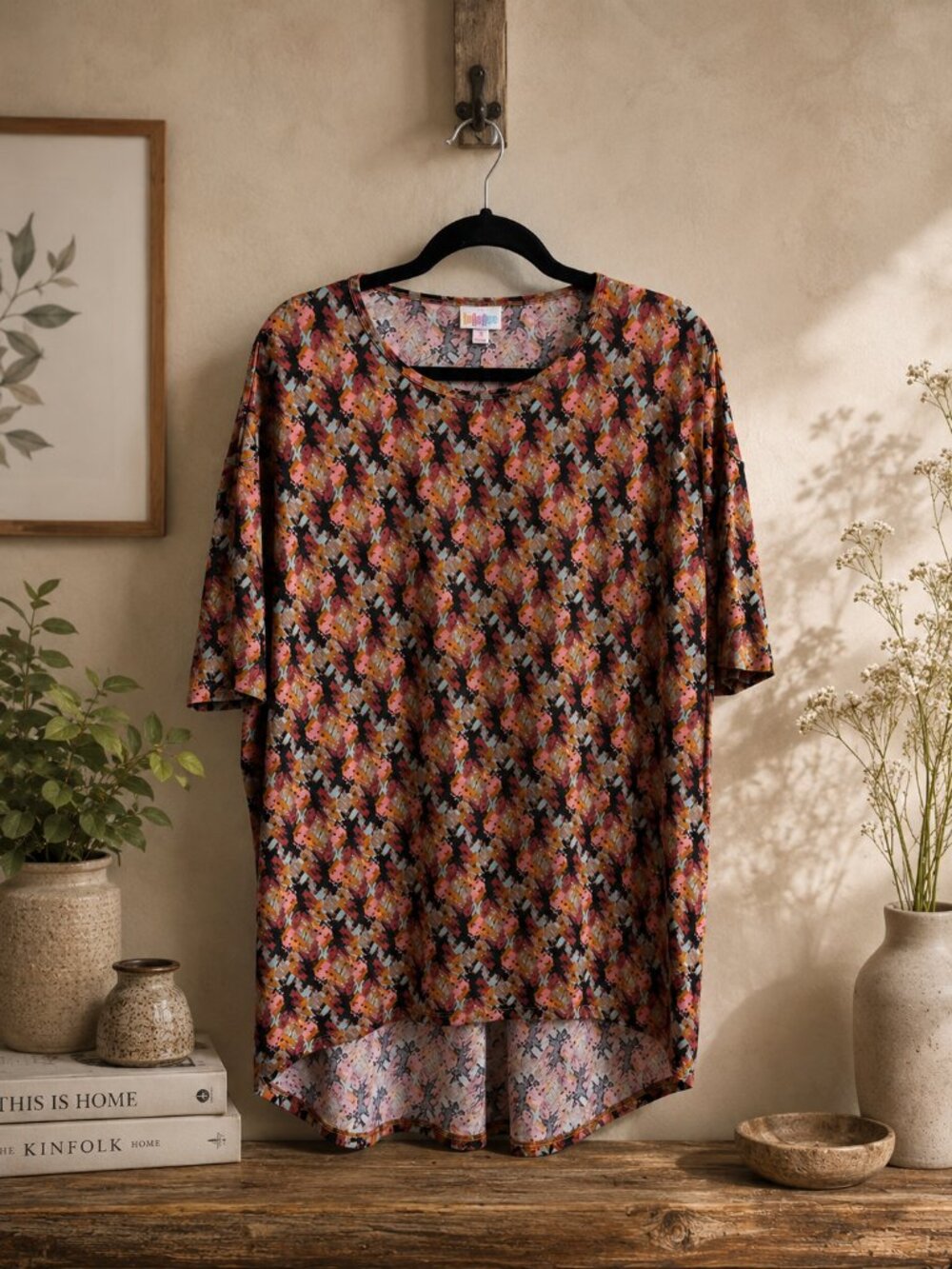 LuLaRoe "IRMA" Floral Abstract Print Tunic Top High Low Hem